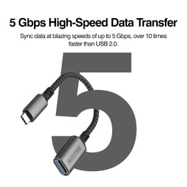 NUVUTEK USB-C to USB 3.0 Adapter Cable Converter, Type-C Male to USB Female, Supports OTG Function.