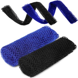 2 Pieces African Bathing Sponge African Exfoliating Net Long Net Bath Sponge Shower Body Scrubber Back Scrubber Skin Smoother for Daily Use or Stocking Stuffer (Blue, Black)