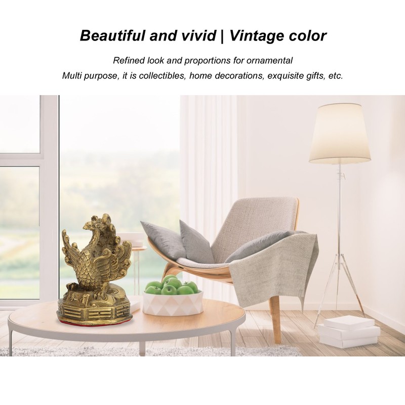 Brass Phoenix Statue High Hardness Good Gloss Phoenix Decorative Figurines