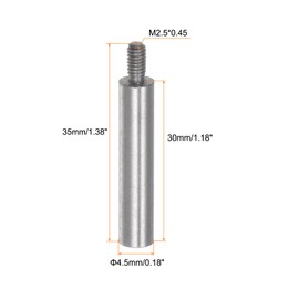 HARFINGTON 2pcs Dial Digital Indicator Extension Stem Rod 30mm Length 4.5mm Diameter M2.5 Thread High Speed Steel for Height Depth Gauge, Silver Tone