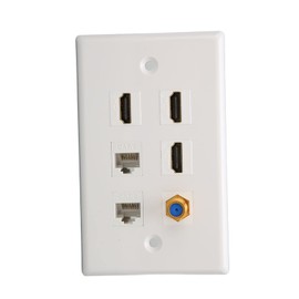 For HDMI and Network Wall Plate, 6 Ports HD Network TV Signal for HDMI TV F Head CAT6 Keystone Jack Network AV Wall Plate for Home