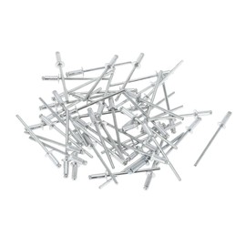 RATCHROLL 50 Pcs Open End Large Flange Blind Rivets 3.2mm Grip Diameter 8mm Grip Length 6mm Flange Diameter Silver Tone Iron Aluminum