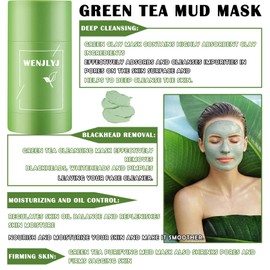 Green Tea Clay Mask Stick,Moisturizing Clay Mask Stick for Face,Deep Cleanse Face Mud Mask for Men and Women,All Skin Types