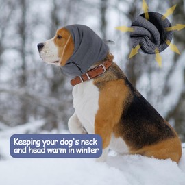 Dog Snood Ear Protector, Thermal Dog Ear Defenders, Adjustable Dog Ear Muffs Noise Protection for Anxiety Relief and Calming(Grey L)