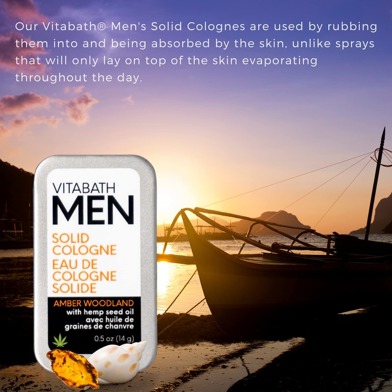 Vitabath Men's Solid Cologne Invigorating Crisp Cool Water & White