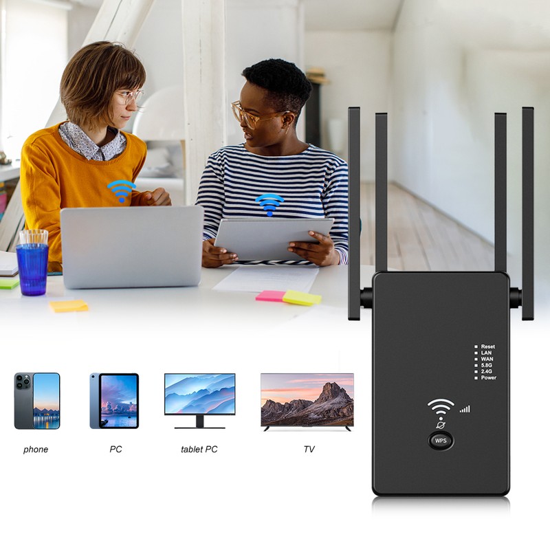 1200mbps Wifi Amplifier Repeater 2.4/5.8ghz AC1200M Signal Amplifier WIFI Repeater