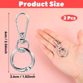 Mabor Key Carabiner, Pack of 2 Key Carabiner with Swivel Metal Carabiner Key Ring Carabiner Hook Key Ring for Car Keys Backpack Waistband