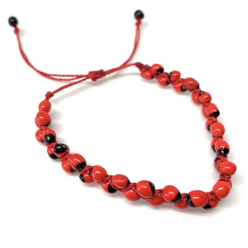 Peruvian Huayruro Seed Bracelet, for good luck. - Color: Black