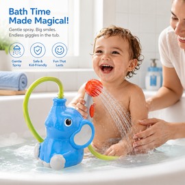 Cute Elephant Bath Shower Toy for Toddlers – Rotatable Water Spray Head for Bathtub Play & Parent Interaction