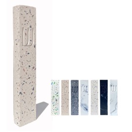 A&S Modern Stone Mezuzah Case Design, Mezuza Cover for Scroll Protection, Easy Peel and Stick Houswarming Gift and Home Blessing (Terrazzo Beige, 6 Inches)