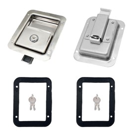2 Pack Stainless Door Lock Heavy Duty Flush Mount Handle Latch for Trailer Toolbox RV Handle Latch with Gasket Keys