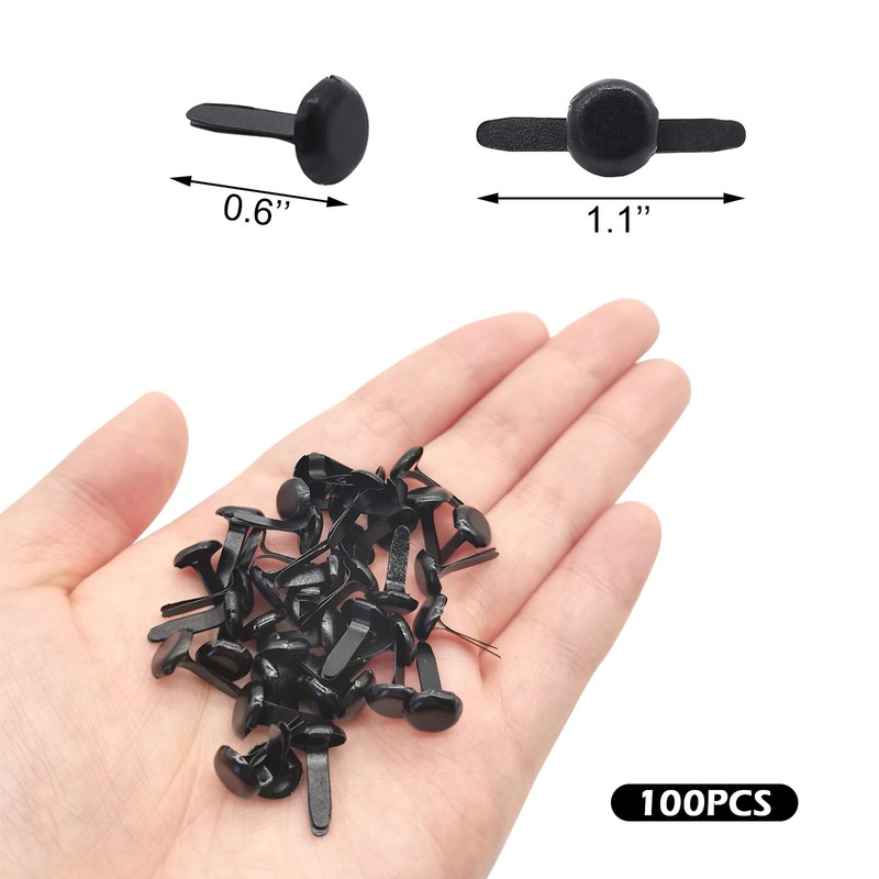 BlingKingdom BlingKingdom 100pcs Black Split Pins Pastel Metal Brad Fasteners