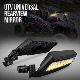 OUMURS 1.5"-2" LED Rear View Mirrors UTV ATV For Can-Am X3 Polaris RZR Yamaha Honda