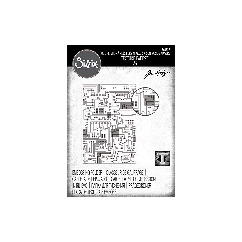 Sizzix Multi-Level Textured Impressions Embossing Folder Circuit by Tim Holtz,