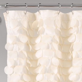 Lush Decor Lillian Shower Curtain | Textured Shimmer Circle Design Bathroom, 72” x 72”, Beige