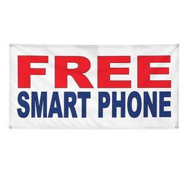 Vinyl Banner Multiple Sizes Free Smart Phones Red Blue Retail Outdoor Weatherproof Industrial Yard Signs 4 Grommets 24x48Inches