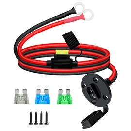 YINGAYOU Fused SAE Power Socket Sidewall Port 10AWG 30A SAE Sidewall with Inline Fuse and O Rings 8mm Solar Power Socket Sidewall for Charging Motorcycles Tractors Cars (1 m)