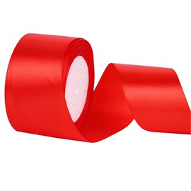 SWTOOL 2" Wide Single Face Satin Ribbon Roll for Wedding, Sewing Projects, Gift Wrapping and Crafting Projects, 25 Yards (Red)