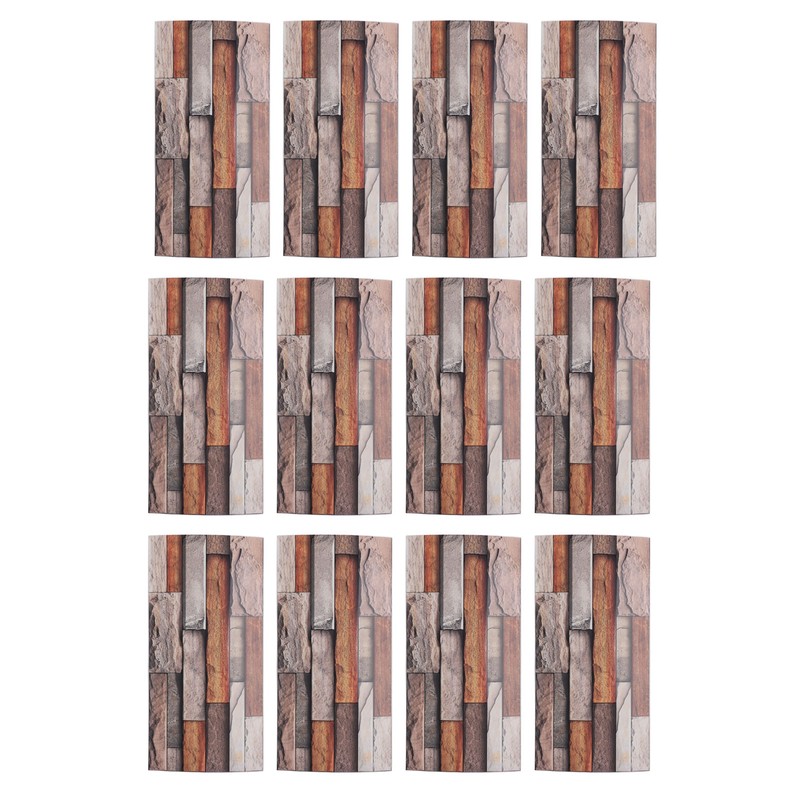 12pcs Tile Wall Sticker Thickened PVC Self Adhesive Waterproof Retro