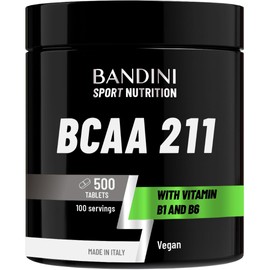 Bandini® BCAA 2:1:1 3000mg per Serving | 500 Vegan Tablets BCAAs (not Capsules or Powder) Pre Workout Branched Chain Amino Acids + Vitamin B6, B1, L-Leucine, L-Isoleucine, L-Valine | BCAA 211 Energy