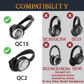 SOULWIT Replacement Kit for Bose QC15/QC2 QuietComfort Headphones, Ear Pads Cushions + Headband + Silicone Earpads Cover Protector - Burgundy