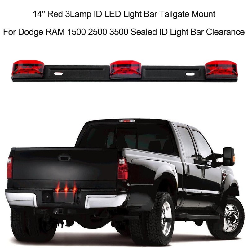 Generic 14'' Red 3Lamp ID LED Light Bar Tailgate Mount