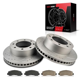 Torchbeam Front Brakes and Rotors Kit Brake Pads Brake Rotors and Pads for Ford 2005-2007 F-250 Super Duty 6.0T, Ford 2005-2007 F-350 Super Duty 6.0T,Brake Rotors + Ceramic Pads Kit