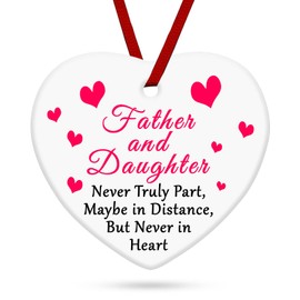 Father Daughter Ceramic Hanging Decoration Gifts Valentines Day Graduation Wedding Gifts for Daughter from Dad Fathers Day Birthday Gifts for Father PAPA Hanging Ceramic Heart Decorations Gift