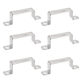 TOP-VIGOR 6Pcs U Shaped Connector Bracket 28 x 62mm 304 Stainless Steel for Door Closed Bar Holder Strut Channel and Fixing Tube Pipe Wire