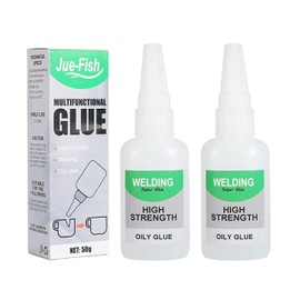 Jue-Fish Welding High-Strength Oily Glue - 2 Packs Super Glue Gel, Strong & Instant Bond, Quick Dry, Repair Glue for Shoes, Ceramics, Porcelain, Metal, Plastic, Wood, Leather, Glass, 3D Printed Models