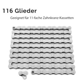MARKEN FAKTUR® Bicycle Chain 116 Links - Bicycle Chain 8/9/10/11 Compartment Made of Robust Carbon Steel - Chain Links - BMX Chain 1/2 x 3/32 Inch - Bicycle Chain (Compartment 11, 116 Links)