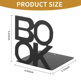DUBUOZA Set of 4 Bookends Black and White Bookends Metal for Learning Rooms, Desks, Schools, Books, DVDs, Magazines and Newspapers
