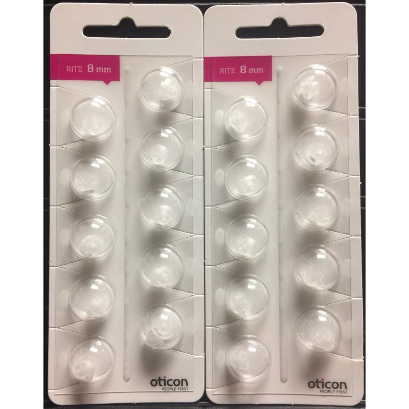 Oticon 2 Packs Oticon 8mm Rite Open Domes. 10 Domes/pack,