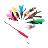 9pcs Cat Feather Wand Toy 3 Sections Retractable Cat Interactive