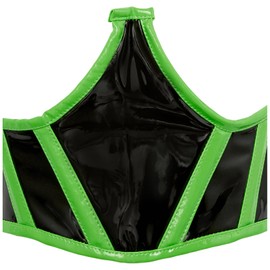 Lavish Black Patent w/Neon Green Patent Trim Underwire Waist Cincher Corset (Large)