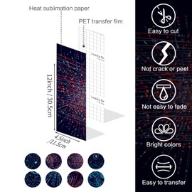LUCKIGUCK Infusible Transfer Ink Sheets 8 Pieces/Set, Pre-Printed Dyed Sublimation Paper 4.5 x 12 Inch Iron on T-Shirt and Cup (Line Art)
