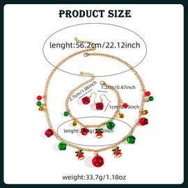 FDEETY Jewellery Set for Women Christmas Bell Jewellery Set with Earrings Chain Bracelets Fashionable Pendant Jewellery Set Creative Gift, Iron