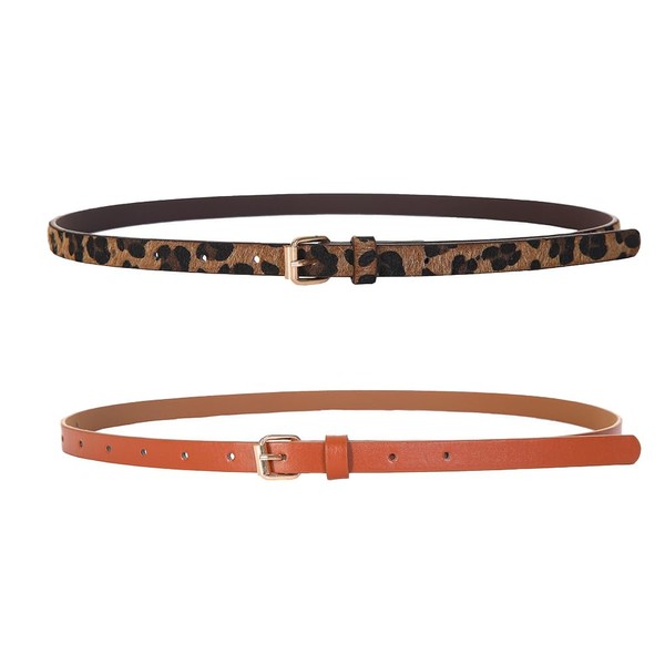 CT COTIM COYIN Women's Skinny PU Leather Belt, Solid Color