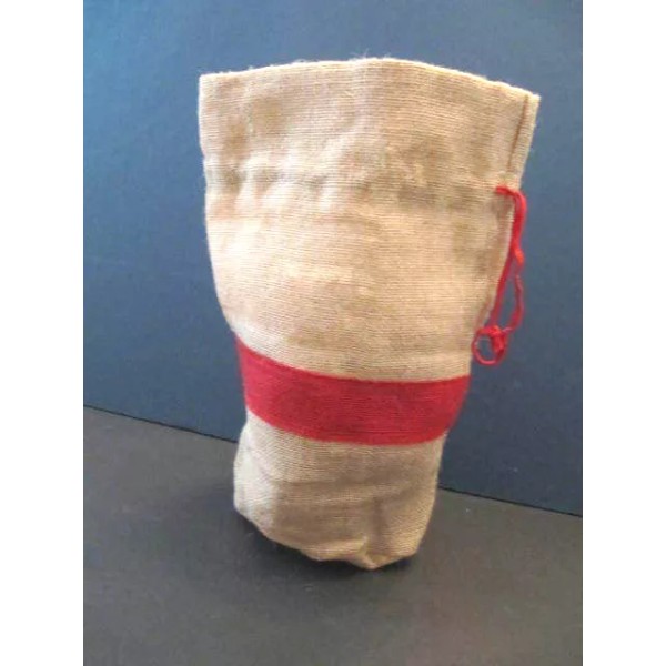 Unbranded Natural Jute Draw-String Gift Wine Pouch Red Stripe Environmentall