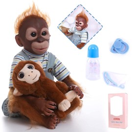 ZIYIUI-US Realistic Reborn Baby Dolls Monkey Boy, 21 Inch Lifelike Soft Silicone Vinyl Real Toddler Girl Baby Dolls with Clothes Gift for Kids Age 3+