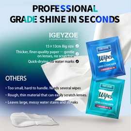 220 PCS Lens Wipes for Eyeglasses, Individually Wrapped Pre-moistened Cleaning Wipes, Scratch-Free Streak-Free Formula for Sunglasses Camera Lens Goggles, Portable Optical Wipes (GREEN-Fragrance Free)