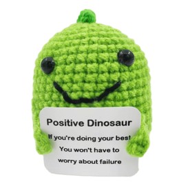 Gkuzus Positive Dinosaur Crochet Potato Hand-Made Doll Mini Funny Toy Creative Cute with Positive Card Good Luck for Birthday Holiday Party
