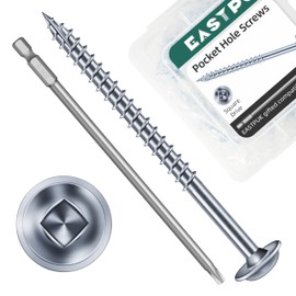 EASTPUK #8 Pocket Hole Screws 2-1/2 Inch, 300Pcs #8 x 2-1/2 Anti-Rust Zinc Plated Pocket Screws, Self-Tapping Tip Square Drive Wood Screw for Furniture with 150mm Drill Bit