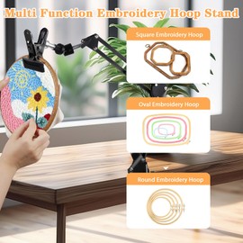 Adjustable Hand Embroidery Hoop Stand,Black Cross Stitch Hoop Holder with 360° Rotation,3-in-1 Hoop/Tablet/Phone Stand Hand Free,Needlepoint Hoop Stand,Cross Stitch Stand Suitable for Embroidery Hoops