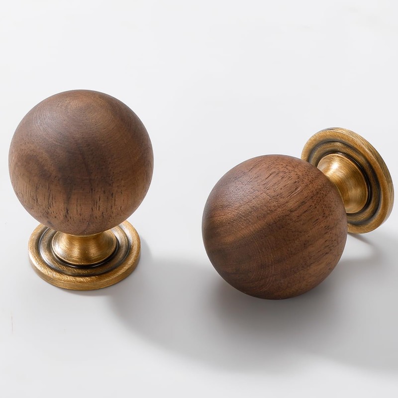 AENZOOY 10 Pack Walnut Wood Sphere 1.18 Inch (30mm) Copper