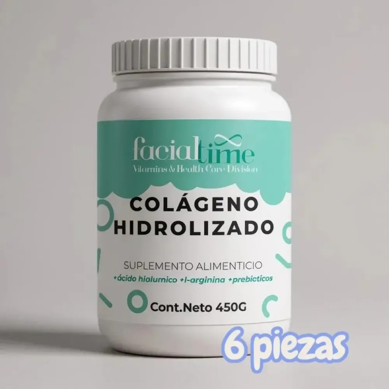 Kit 6 Colágeno Hidrolizado Puro + Ácido Hialurónico 450gr Cu