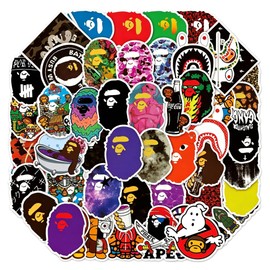 BINSNES Sticker Set PVC Material Waterproof Reusable Vibrant Color Cute Cartoon Stickers (Ape)