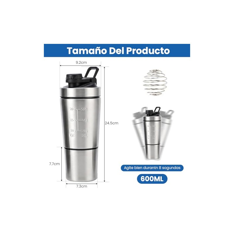 Yakiter 600ML Botella para Proteina de Coctelera,Vaso Proteina Shaker de