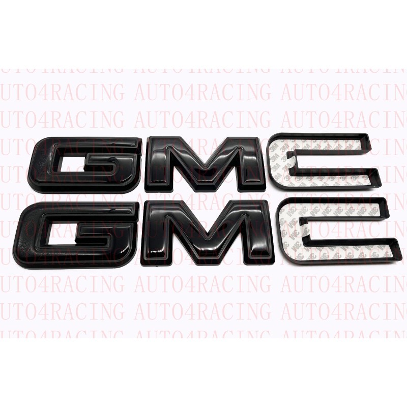 Auto Front Rear Gloss Black Emblem Overlay 2019-2023 GMC Sierra