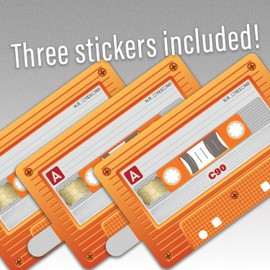 KCD Cassette Tape Credit Card Skin Sticker Cover Decal Wrap 3-Pack – Durable Vinyl Stickers for Cards - CCS025 (Orange)